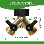 Garden Hose Splitter 2 Way, Y Connector Brass Garden Hose Splitter, Outdoor Valve Hose Adapter with 2 Extra Rubber Washers, Heavy Duty Brass Connector Tap Splitter, Hose Spigot, 2 Pack - Image 3
