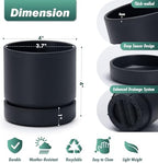 Phoenix Vine 4 Inch Planter Pot with Drainage Hole & Saucer, Deep Water Catch Tray, Straight Cylindrical Round Pot for Plants, Matte Black, Pack of 6, 23-C-R-6 - Image 2
