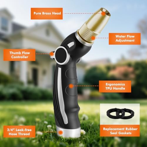 RESTMO Garden Hose Nozzle, Heavy Duty Water Hose Sprayer Nozzle, Silver - Image 3