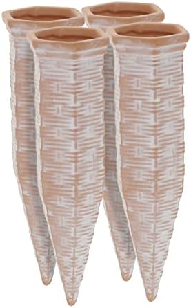 Relaxdays Clay Watering Spikes, Set of 4, Stakes for 1.5 L Plastic Bottes, for House Plants & Outdoor Pots, Terracotta, 100% Ceramic, 18 x 5.5 x 5 cm by Relaxdays