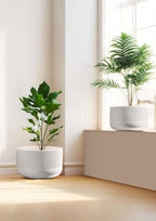 Ceramic Planters, 10- and 12-Inch Large Indoor/Outdoor Plant Pots with Drainage Holes and Watering Spikes, White, Set of 2 - Image 5