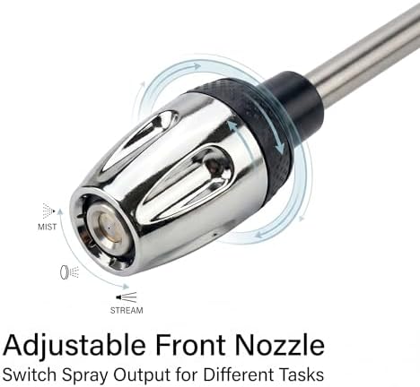 Long Wand Hose Nozzle Sprayer with Foam Bottle, Adjustable Water Spray Gun with 6 Adapters, Trigger Lock and Rubber Grip for Car Wash, Garden Watering and Outdoor Use, 1 Pack - Image 3