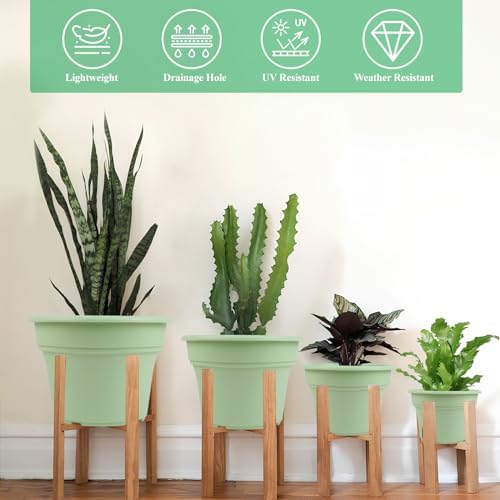 Pottiffe Plant-Pots-Planters-Indoor-Outdoor, 16 inch 4 Pack Green - Image 3