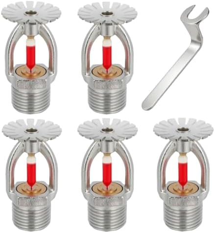 5Pc Fire Sprinkler Head Pendent Type, 155℉ Fire Sprinkler Heads 1/2" Inch Thread 68°C Quick Response Water Spray Down 1/2" NPT for Home/Commericial/Workshop/Residential Building (Pendent Type) by Bestopper