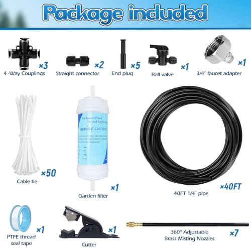 Air Conditioner Evaporative Cooling Kit, AC Condenser Misting System with Water Filter and Pipe Cutter, Cooling System for Residential Sun-Exposed Condensers & High-Temperature Climate Homes - Image 2