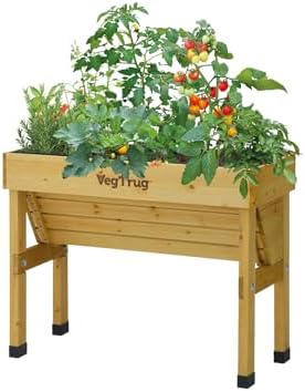 VegTrug Wall Hugger, Natural, Small 1m - Cedar Wood Raised Garden Bed - by VegTrug