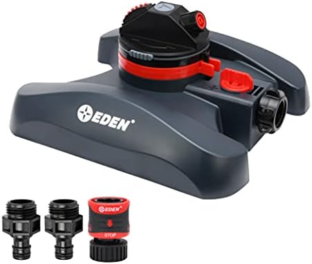 Eden 94134 2-Pattern Turbo Gear Drive Sprinkler for Yard w/Quick Connect Starter Kit Flow Control with Removable Filter, 360 Degree Coverage by EDEN