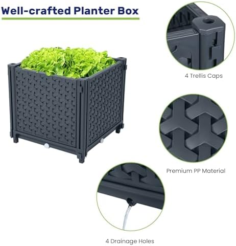 LINEX Raised Garden Bed Planter Box with Trellis, 41.3” Tomato Planters for Climbing Plants Vegetable Vine Flowers Outdoor Patio, Tomatoes Cage w/Self-Watering& Wheels - Image 3