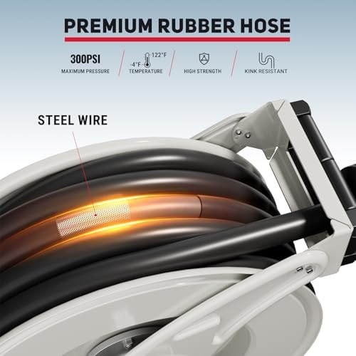 Fuel Hose Reel 3/4" x 50', Retractable Diesel Reel with Fueling Nozzle - Image 4
