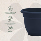 Bloem Ariana 6" Plastic Self-Watering Planter, Navy, 4-Pack - Image 4