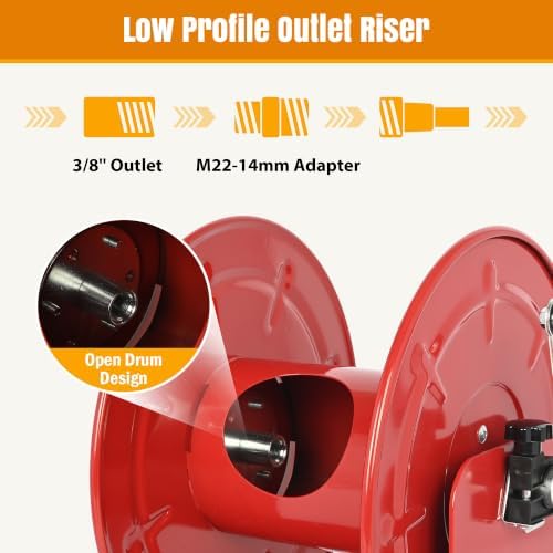 lesolar Pressure Washer Hose Reel100FTx3/8'' / 200FTx1/4'' - Image 6