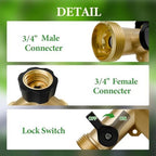 Garden Hose Splitter 2 Way, Y Heavy Duty Brass Connector Tap Splitter, Brass Garden Hose Adapter with 2 Extra Rubber Washers, Outdoor Hose Splitter, Zero Leaks, Connectors & Accessories, 2 Pack - Image 4