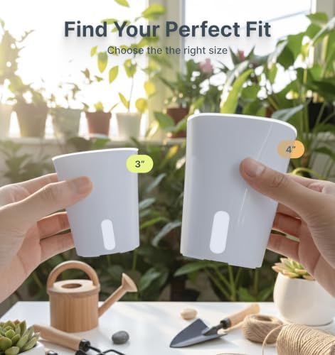 8 Pack 4" Self Watering Pots for Indoor Plants, Clear Inner Cup, Small Blue Grey Plastic Planters, Water Level Indicator, Drainage Holes,Extra 3ft Wick, Cutting,Seedling,Herb,African Violet - Image 5