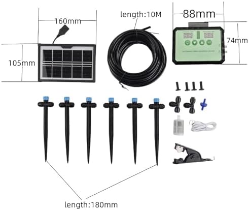 Solar Drip Irrigation System, Solar Panel Kit Outdoor, 10m Tubing, Type C Charging, LED Display, for Garden Farm Greenhouse Balcony Vacation (Black) - Image 2