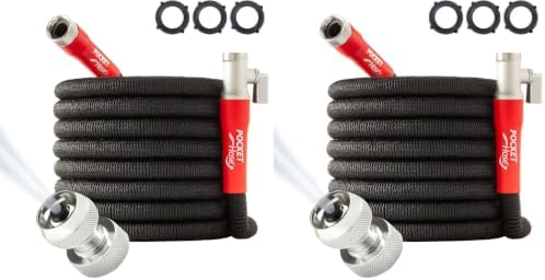 Pocket Hose 75 FT Silver Bullet 2.0 Expandable Garden Hose w/Turbo Shot Nozzle, AS SEEN ON TV, Lead-Free, Solid Aluminum Connectors, Easy On/Off Valve, Kink-Free, Leak-Proof (Pack of 2) by PocketHose
