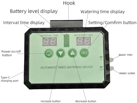 Solar Drip Irrigation System, Solar Panel Kit Outdoor, 10m Tubing, Type C Charging, LED Display, for Garden Farm Greenhouse Balcony Vacation (Black) - Image 4