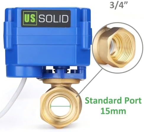 U.S. Solid 3/4 inch Motorized Ball Valve 9-24V DC Brass Electric Valve Normally Closed 5-Wire Standard Port with Visual Position Indicator IP65 - Image 5