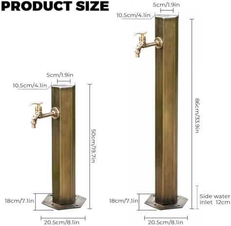 Floor Mounted Faucet Outdoor Water Pipe Vertical Fountain Irrigation Column,304 Stainless Steel Freestanding Hexagon Garden Water Column Fountain with Retro Faucet, 50cm Tall Outdoor Decorat - Image 7