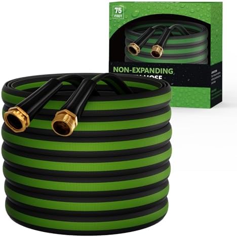 Garden Hose 75 FT, Non-Expanding Water Hose, Lightweight Flexible, Kink-Resistant & Burst-Resistant, High Pressure Garden Hose for Lawn, Garden, Car Wash & Outdoor Cleaning by lumomo
