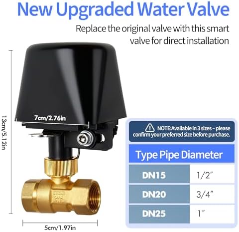 WiFi Smart Water Valve, APP Remote Control, DN25 Ball Brass Water Valve, Compatible With Alexa, Google and Application Program iOS/Android, Only Supports 2.4 GHz WiFi (1") - Image 2