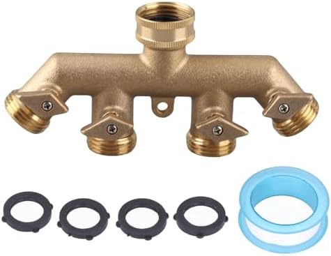 4 Way Brass Hose Splitter NPT 3 4 Inch Garden Water Tap Connector Distributor by Unknown
