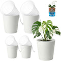 4 pack of 7in & 5in Double-Layer Self watering Pot with clear insert,white by TineDew
