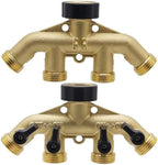 4 Way Brass Hose Splitter with Independent Shut-Off Valves, 3/4" Solid Brass Garden Hose Manifold, Heavy Duty Faucet Adapter for Lawn Sprinkler & Drip Irrigation - Image 4