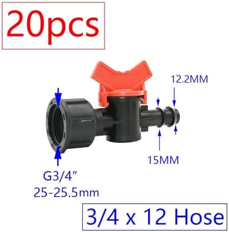 Ship accessories 20pcs Drip Irrigation Mini Valve 4/7 3/8/10/12/16/20 /25mm Pipe Garden Tap 1/2" 3/4" Male Thread Water Hose Barb Connector Irrigation accessories(U) - Image 2