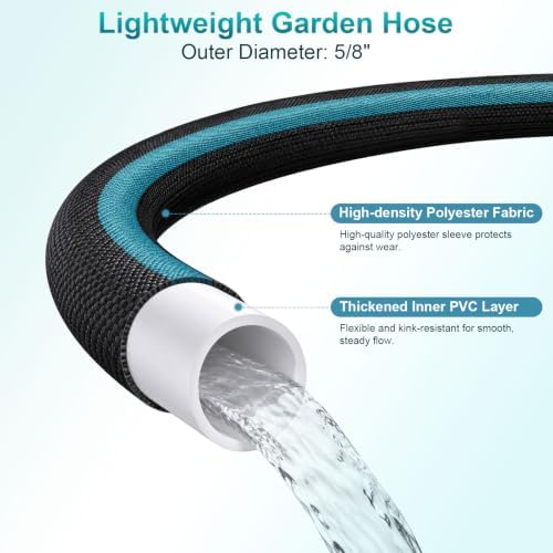 Lightweight Garden Hose 50ft, Flexible Water Hose with 10-Function Nozzle - Image 3