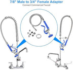 MSTJRY Spray Valve with 45" Pre Rinse Hose, Commercial Sink Sprayer Pre Rinse Sprayer with Flexible Stainless Steel Hose Assembly for Commercial Kitchen Faucets(Blue, with 3 adapters) - Image 4