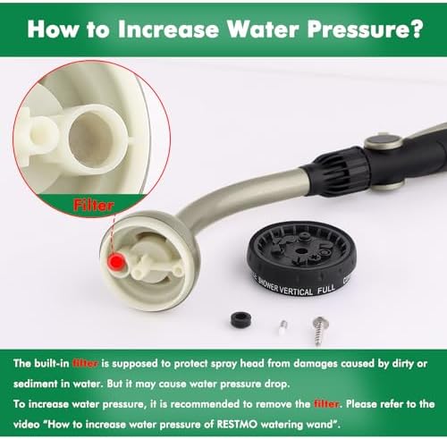 RESTMO Watering Wand Heavy Duty with 10 Spray Patterns, Heavy Duty Metal Water Hose Sprayer with 9 Spray Patterns, High Pressure | On/Off Valve, Ideal for Outdoor Lawn & Garden Watering, Car & Pet Was - Image 2
