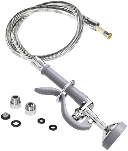 Pre Rinse Sprayer Commercial with 45” Stainless Steel Hose, 1.42 GPM Commercial Sink Sprayer, High-Pressure Dish Spray for Restaurant Use, Sink Spray Nozzle with Adapters (Gray) by FAUAID