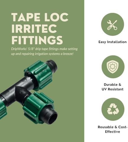 (100 pack) USA MADE - Irritec Tape Loc Fittings for 5/8" Drip Tape | Couplers, Tees, Elbows A1-T5 | Drip Irrigation Fittings | Long-term Leak-Free Connection (Tape Loc x 1/2" MPT) - Image 3