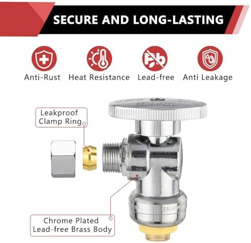 50Pcs EFIELD 1/2"Push x 3/8"OD Push-Fit Angle Stop Valve(PF-VALVE028-50) - Image 5