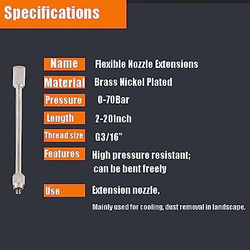 20 Pack Flexible Nozzle Extensions, Brass Mist Rod for Outdoor Misting System, Misting Extended Pole 10/24 UNC for Garden, Humidification, Outdoor Cooling, Dust Control(Size:10Inch) - Image 2
