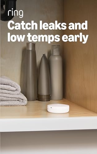 Ring Sensors: Flood & Freeze Sensor (newest model) – Protect against water damage and frozen pipes, on Amazon Sidewalk, no base station needed by Ring