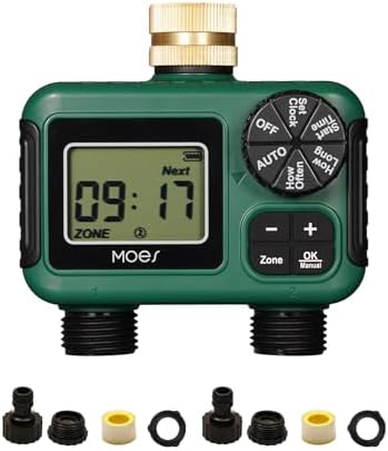 MOES 2 Zone Sprinkler Timer for Garden Hose,Brass Inlet Water Timer by MOES