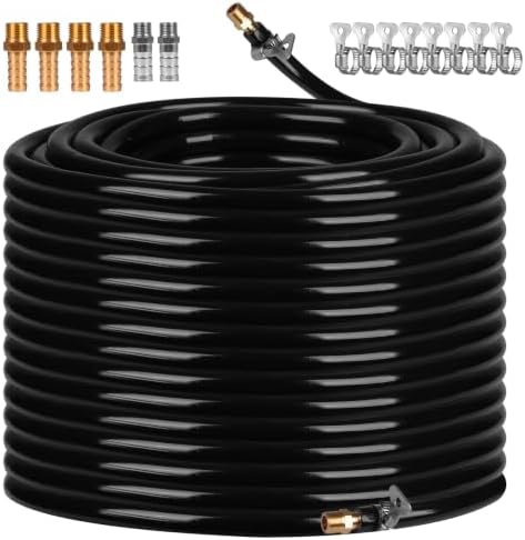 3/8 Inch Self Sinking Aeration Hose, 100 Feet Weighted Pond Aerator Hose Kit 8 Stainless Steel Hose Clamps and 4 Menders for Pond and Lake Aeration by Bsteciar