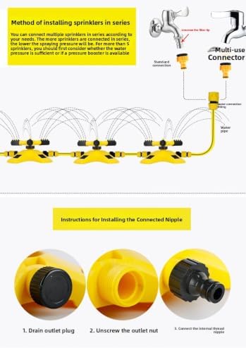 Degree Rotating Lawn Sprinkler, Series Connectable Garden Water Sprayer - Image 7