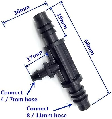 Pipe Tee Thread Joints Hose Barb Fittings Garden Reducing Connector 3/8 to 1/4 Inch for 4mm Drip Irrigation Water Splitter Pack of 10 Black - Image 3