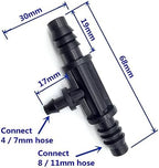 Pipe Tee Thread Joints Hose Barb Fittings Garden Reducing Connector 3/8 to 1/4 Inch for 4mm Drip Irrigation Water Splitter Pack of 10 Black - Image 3