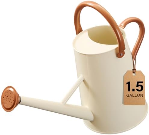 Watering Can for Outdoor&Indoor Plants，1.5 Gallon，Cream White by Shopwithgreen