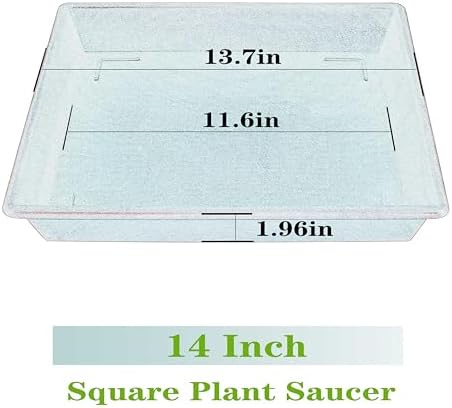 NIMYAU Square Plant Saucer 14 Inch 2 Pack 6 8 10 12 14 16 18 20 Inch, Plant Trays for Pots Heavy Duty Plastic Plant Saucers for Indoors Outdoors, Flower Pot No Holes Plant Drip Trays - Image 2