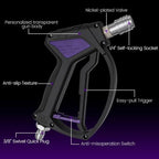 Short Pressure Washer Gun, Swivel Power Washer Gun 4060 PSI, Stubby Pressure Washer Gun with 3/8" Smooth & 1/4" Quick Connector Coupler Compatible with Hose Foam Cannon Car Wash Foam Gun（Black purple） - Image 5