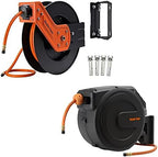 Giraffe 2 sets 50ft Retractable Air Compressor Hose Reels Swivel with 3/8 in. x 50 ft Hybrid Hose Ceiling Mounted Heavy Duty Industrial Commercial with Bracket by GiraffeTools