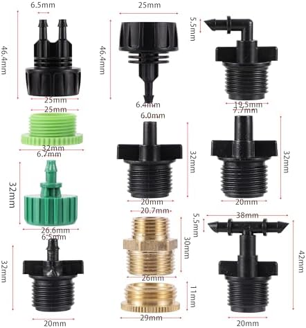 2pc Drip irrigation sprinkler fittings 1/4 inch barb tee single and double pipe diverter 4/7 mm hose connector(Type-A) - Image 5
