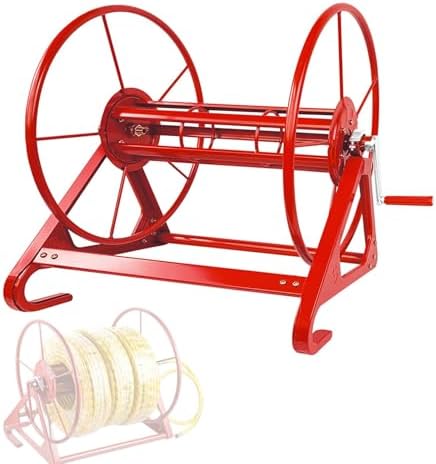 Large Capacity Hose Reel Storage Holder, Wall Mount Freestanding Garden Hose Organizer with Hand Crank, Hook design, Durable Metal Frame for Outdoor Watering Equipment(61x39x53cm) by MBBTAGHome