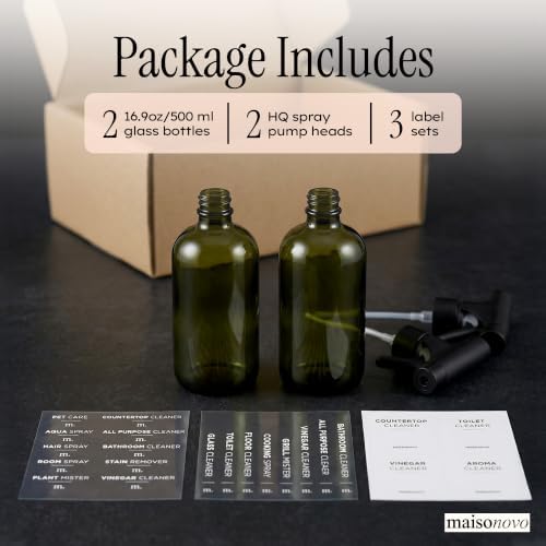 MaisoNovo Dark Green Spray Bottle for Plants | 16.9 Oz, Pack of 2 - Image 4