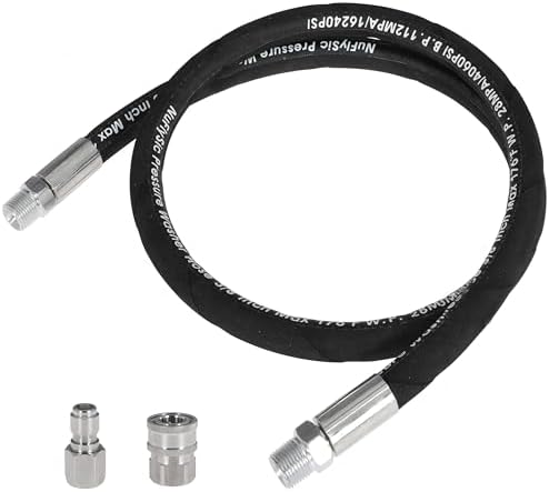 Pressure Washer Whip Hose Power Washer Jumper Hose for Pressure Washing with Steel Connector 3/8 Inch NPT Quick Connect Plug Hose Reel Connector Hose, 4000 PSI, 10FT, 1PCS by NuFlySic
