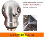 High Pressure Sewer Jetter Ball Nozzle - Stainless Steel 3/8" Threaded Cleaning Tool for Pipe Maintenance(3/8 Female 50LPM) - Image 2